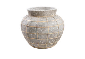 BAZAR BIZAR THE BELLY VASE – TERRACOTTA/ROTAN BETON NATUREL L (27×33 CM)