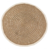 BAZAR BIZAR HET SEAGRASS & KATOEN ROND TAPIJT – NATUREL/WIT Ø150 CM