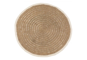 BAZAR BIZAR HET SEAGRASS & KATOEN ROND TAPIJT – NATUREL/WIT Ø150 CM