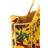 J-LINE TOTE BAG BIRDS/FLOWERS COTTON VELVET YELLOW
