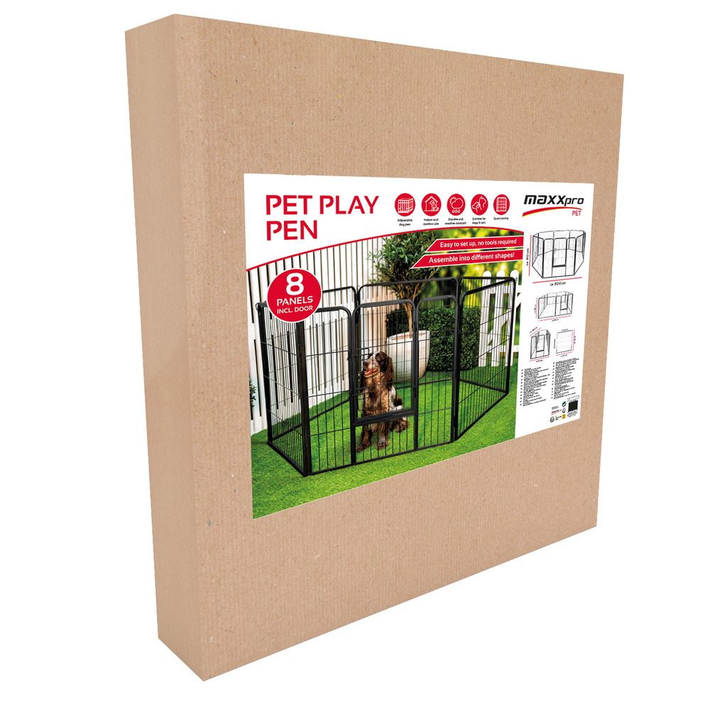 MAXXPRO KATTEN- EN HONDENREN METAAL ZWART – 210 × 80 CM