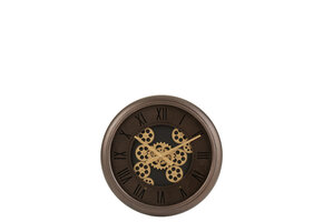 J-LINE CLOCK RADARS ROMAN NUMERALS METAL BROWN/GOLD