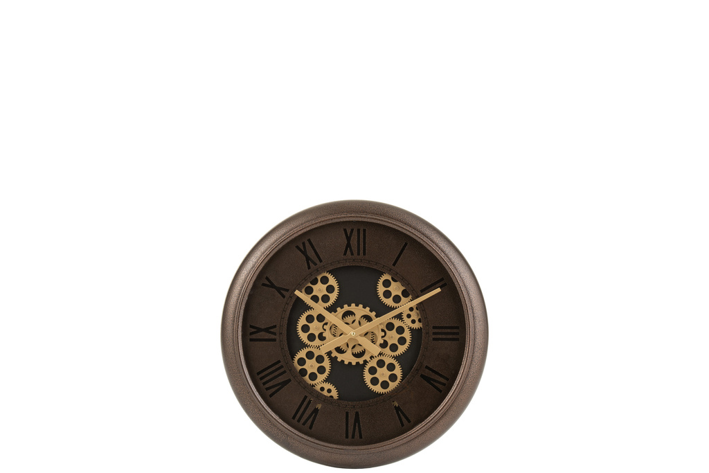 J-LINE CLOCK RADARS ROMAN NUMERALS METAL BROWN/GOLD