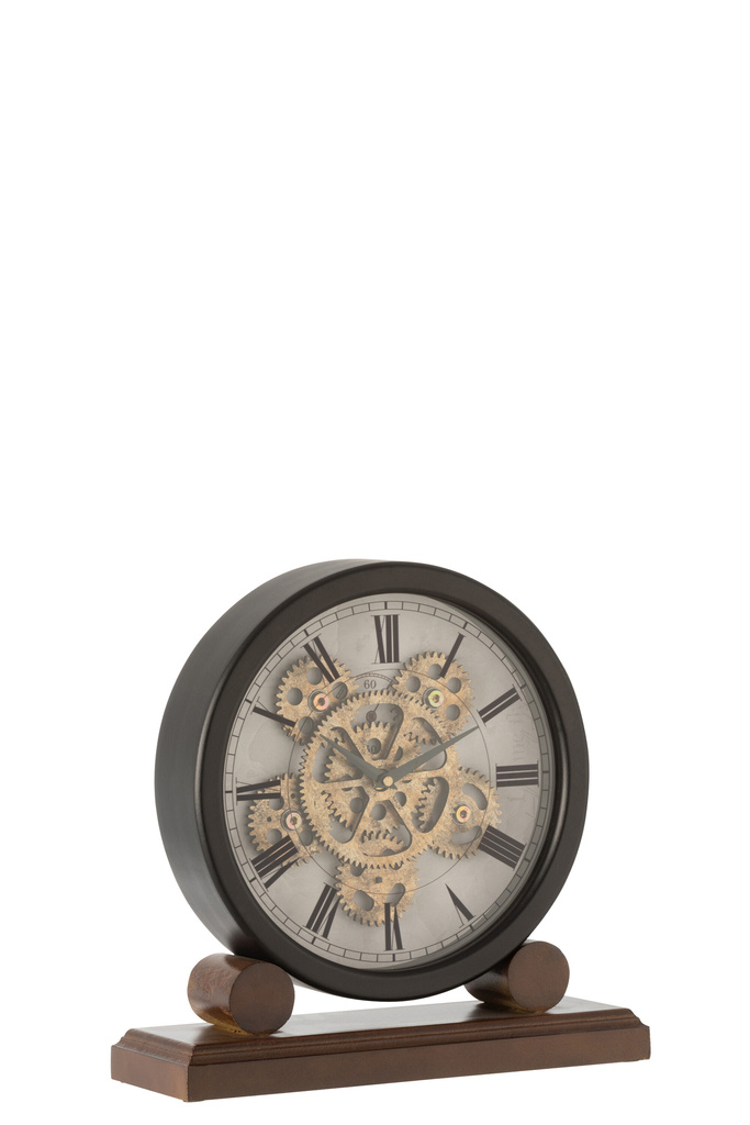 J-LINE CLOCK ON FOOT INTERIOR MECHANISM MDF ANTIQUE GOLD/BLACK