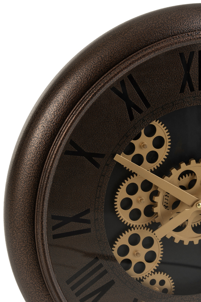 J-LINE CLOCK RADARS ROMAN NUMERALS METAL BROWN/GOLD