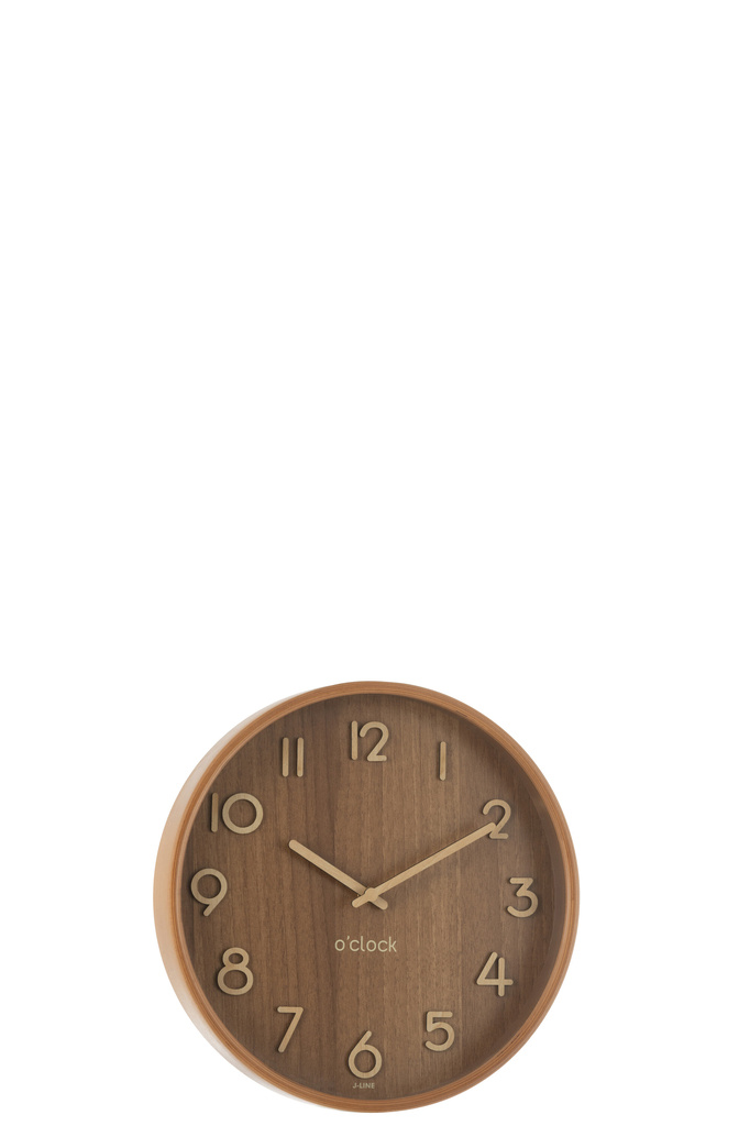 J-LINE WALL CLOCK PLYWOOD/MDF DARK NATURAL SMALL
