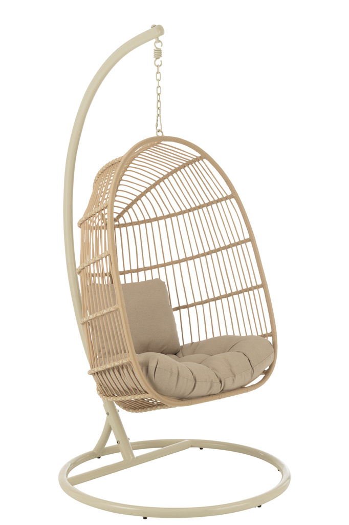 J-LINE HANGSTOEL EGGA STAAL/TOUW BEIGE