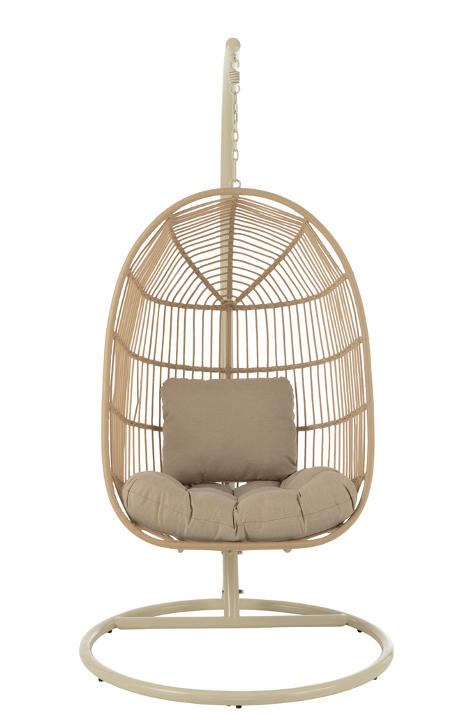 J-LINE HANGSTOEL EGGA STAAL/TOUW BEIGE