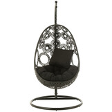 J-LINE HANGSTOEL + KUSSENS BULA METAAL/RIET ZWART