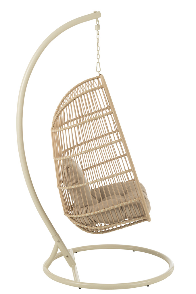 J-LINE HANGSTOEL EGGA STAAL/TOUW BEIGE