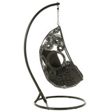 J-LINE HANGSTOEL + KUSSENS BULA METAAL/RIET ZWART