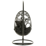 J-LINE HANGSTOEL + KUSSENS BULA METAAL/RIET ZWART