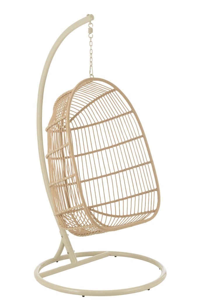 J-LINE HANGSTOEL EGGA STAAL/TOUW BEIGE