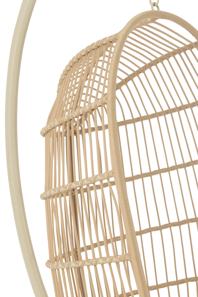 J-LINE HANGSTOEL EGGA STAAL/TOUW BEIGE