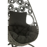 J-LINE HANGSTOEL + KUSSENS BULA METAAL/RIET ZWART