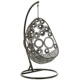 J-LINE HANGSTOEL + KUSSENS BULA METAAL/RIET ZWART