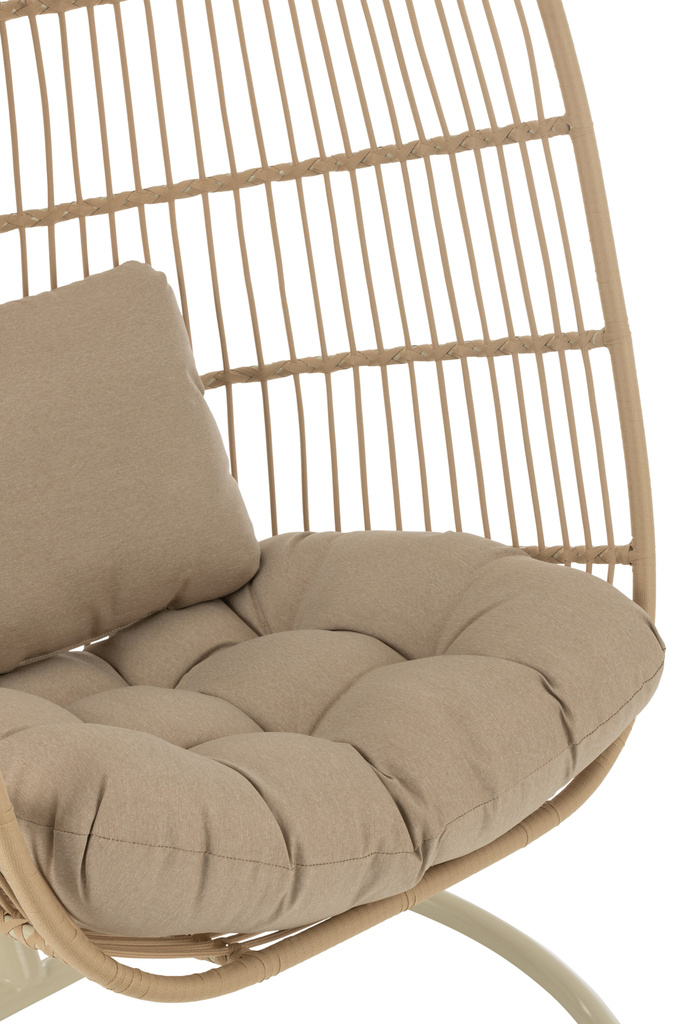 J-LINE HANGSTOEL EGGA STAAL/TOUW BEIGE