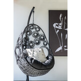 J-LINE HANGSTOEL + KUSSENS BULA METAAL/RIET ZWART