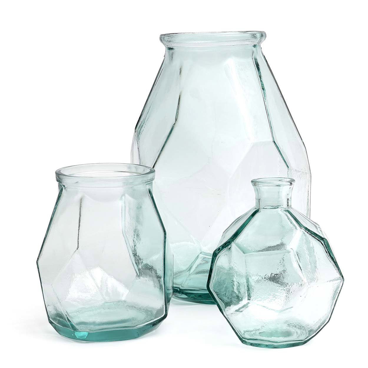 BAZAR BIZAR THE WIDE ORIGAMI VASE – GERECYCLEERD GLAS BLAUW