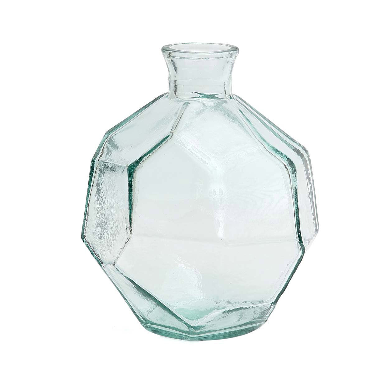 BAZAR BIZAR THE ROUND ORIGAMI VASE – GERECYCLEERD GLAS BLAUW