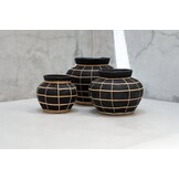 BAZAR BIZAR THE BELLY VASE – ZWART/NATUREL – SMALL