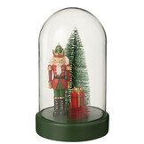 J-LINE DECORATIEVE STOLP MET LED-NOTENKRAKER + BOOM + CADEAUS LIMOENGROEN KERST ROOD/DONKERGROEN