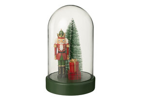 J-LINE DECORATIEVE STOLP MET LED-NOTENKRAKER + BOOM + CADEAUS LIMOENGROEN KERST ROOD/DONKERGROEN