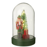 J-LINE DECORATIEVE STOLP MET LED-NOTENKRAKER + BOOM + CADEAUS LIMOENGROEN KERST ROOD/DONKERGROEN