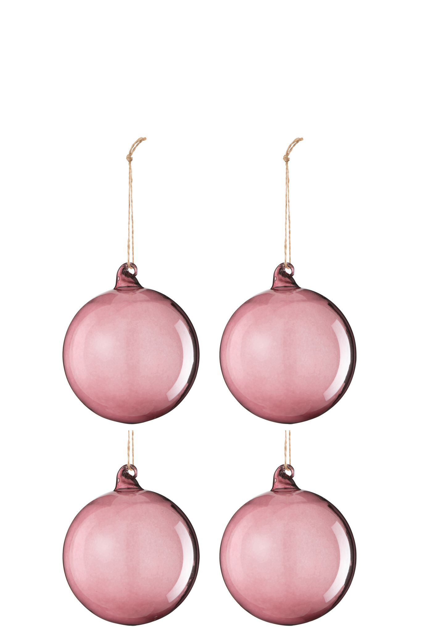 J-LINE DOOS VAN 6 KERSTBALLEN GLAS LICHT MAUVE KLEIN