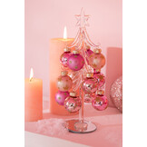J-LINE KERSTBOOM + BALLEN GLAS ROZE/TRANSPARANT KLEIN