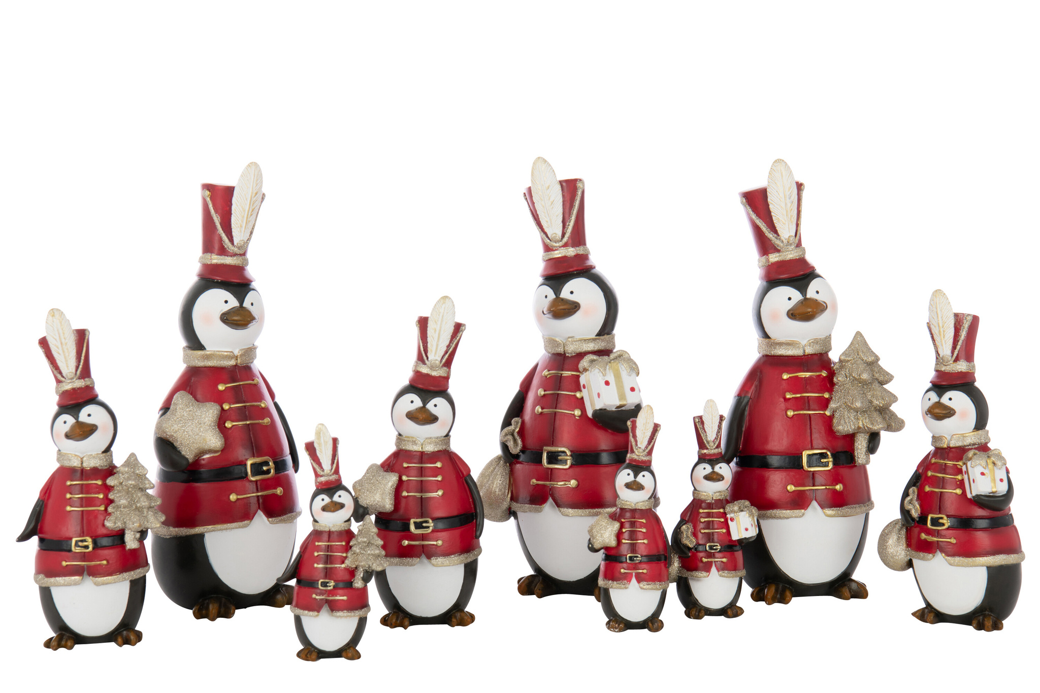 J-LINE PINGUÏN KERST POLYRESIN MULTICOLOR GROOT (ASSORTIMENT VAN 3)