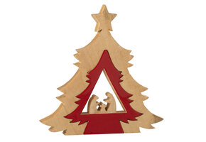 J-LINE KERSTSTAL IN BOOM + STER MANGOHOUT KERST ROOD/NATUURLIJK