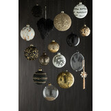 J-LINE DOOS VAN 4 KERSTBALLEN GLITTER GLAS GOUD GROOT