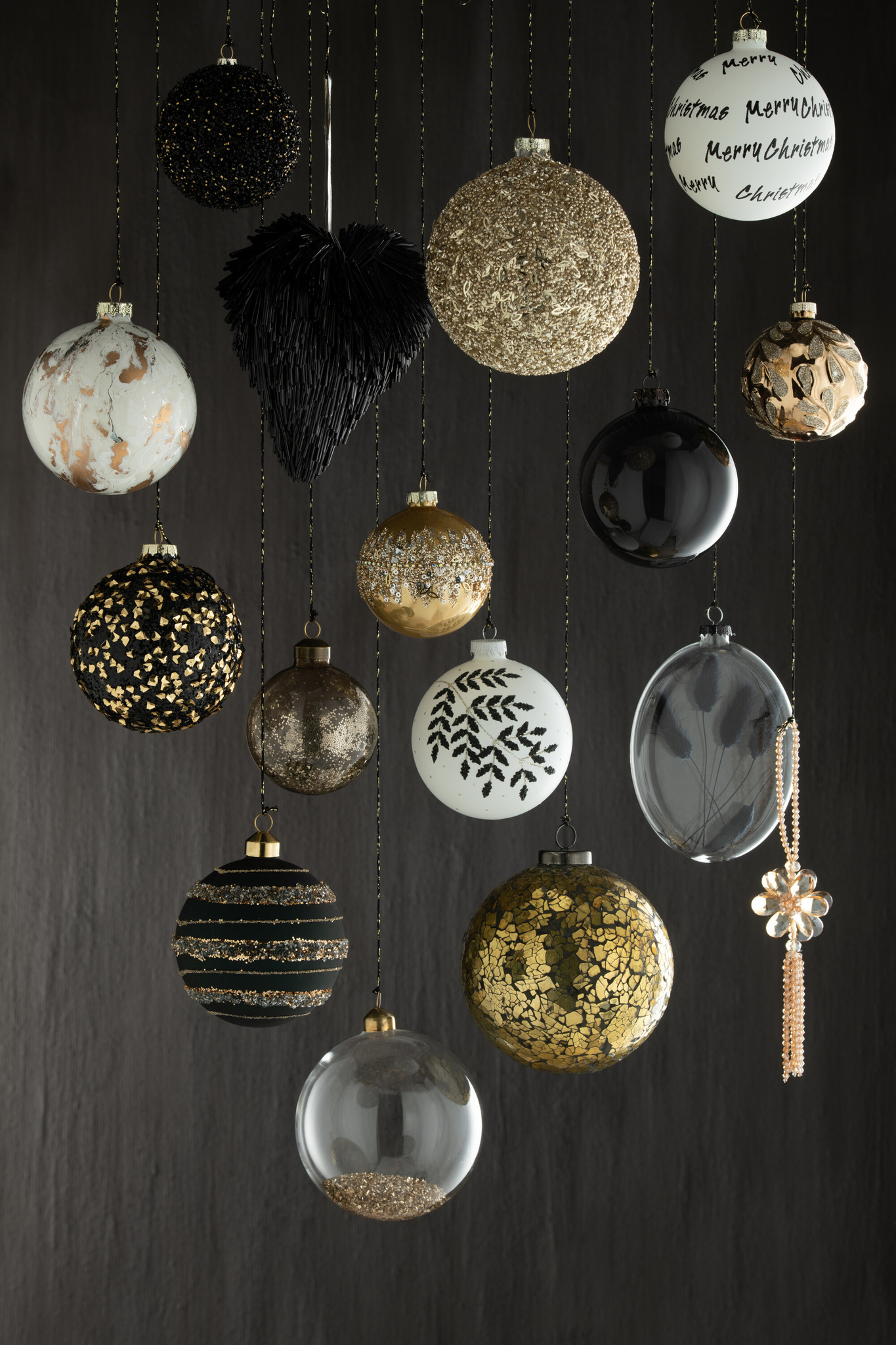 J-LINE DOOS VAN 4 KERSTBALLEN GLITTER GLAS GOUD GROOT