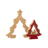 J-LINE KERSTSTAL IN BOOM + STER MANGOHOUT KERST ROOD/NATUURLIJK