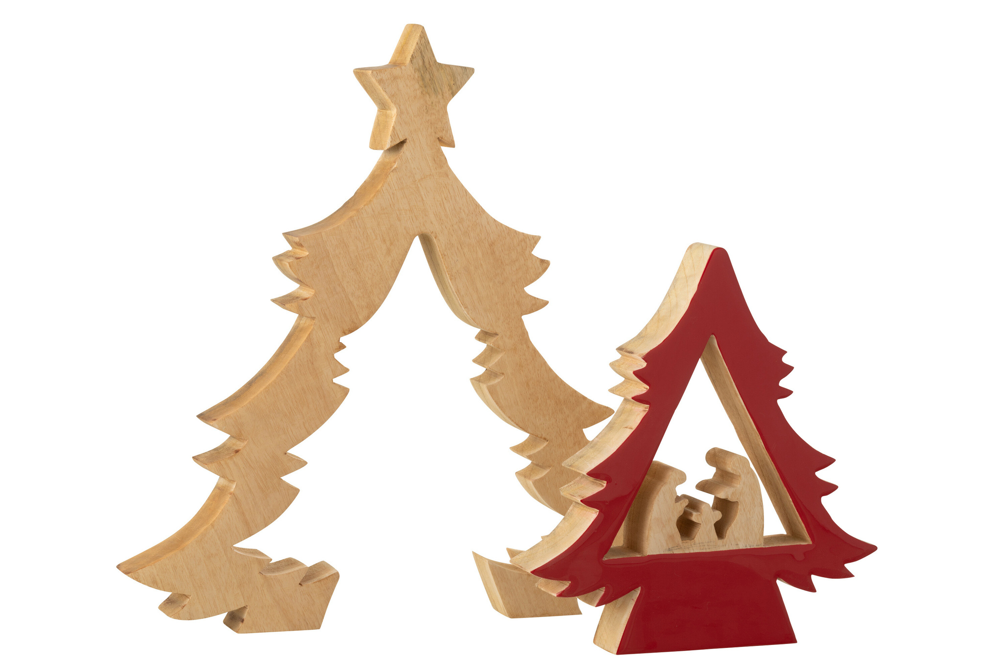 J-LINE KERSTSTAL IN BOOM + STER MANGOHOUT KERST ROOD/NATUURLIJK