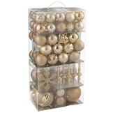 J-LINE DOOS MET 80 KERSTBALLEN PLASTIC BEIGE/ECRU