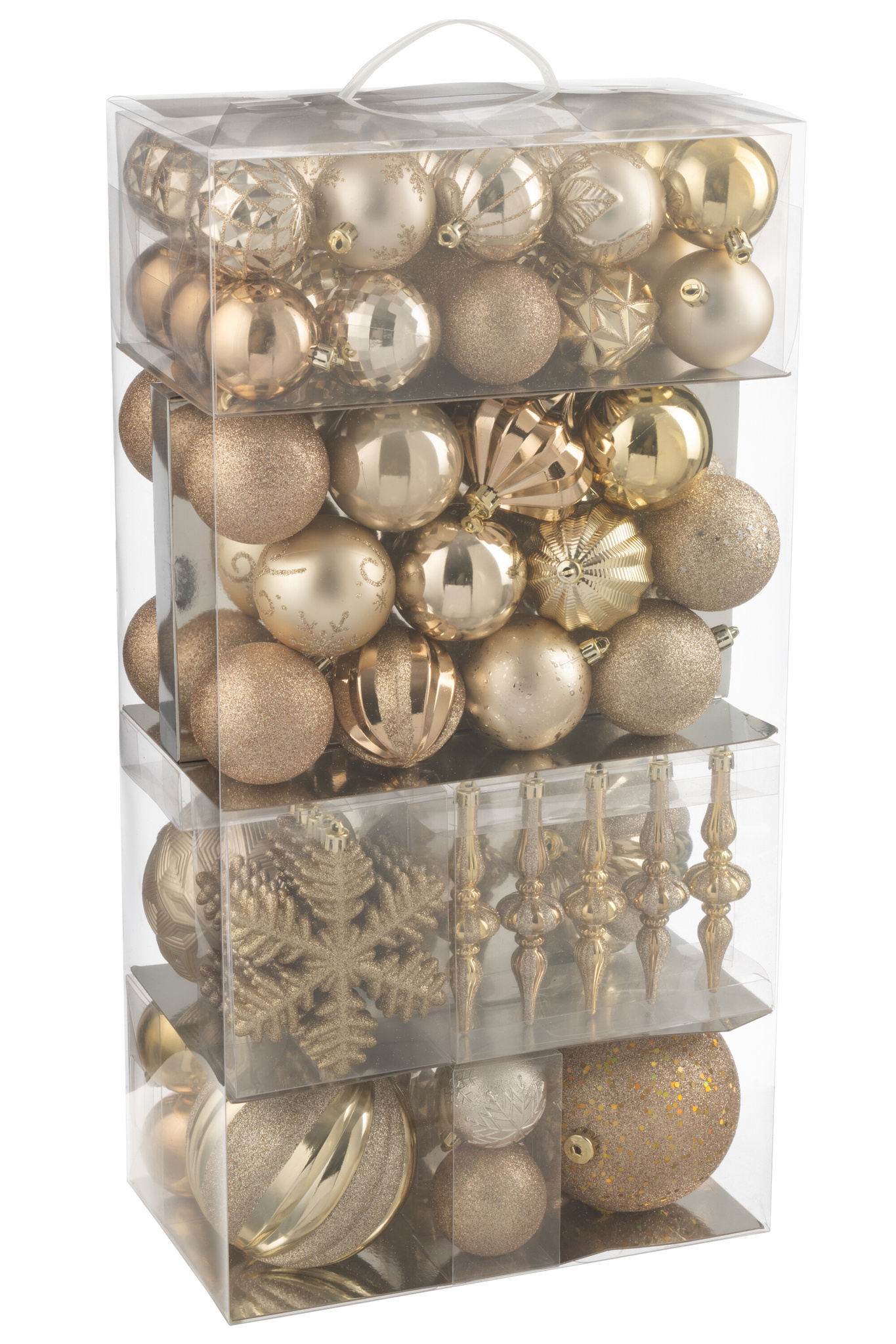 J-LINE DOOS MET 80 KERSTBALLEN PLASTIC BEIGE/ECRU