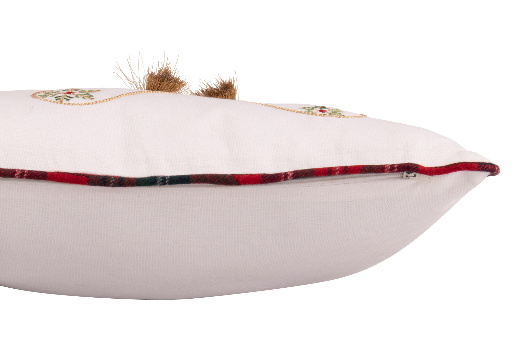 J-LINE KUSSEN KERSTSOK KATOEN WIT/KERST ROOD