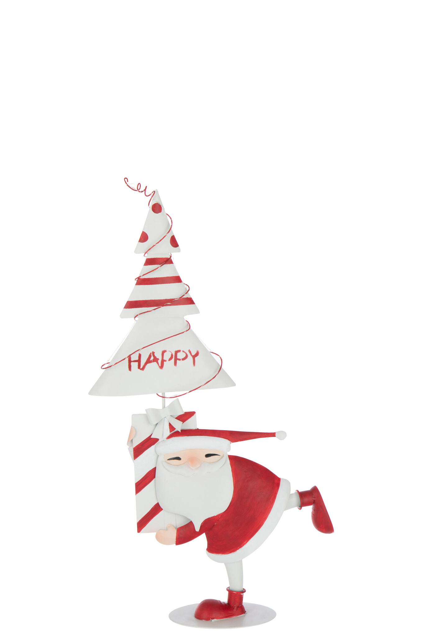 J-LINE KERSTMAN LED BOOM IJZER KERST ROOD/WIT KLEIN