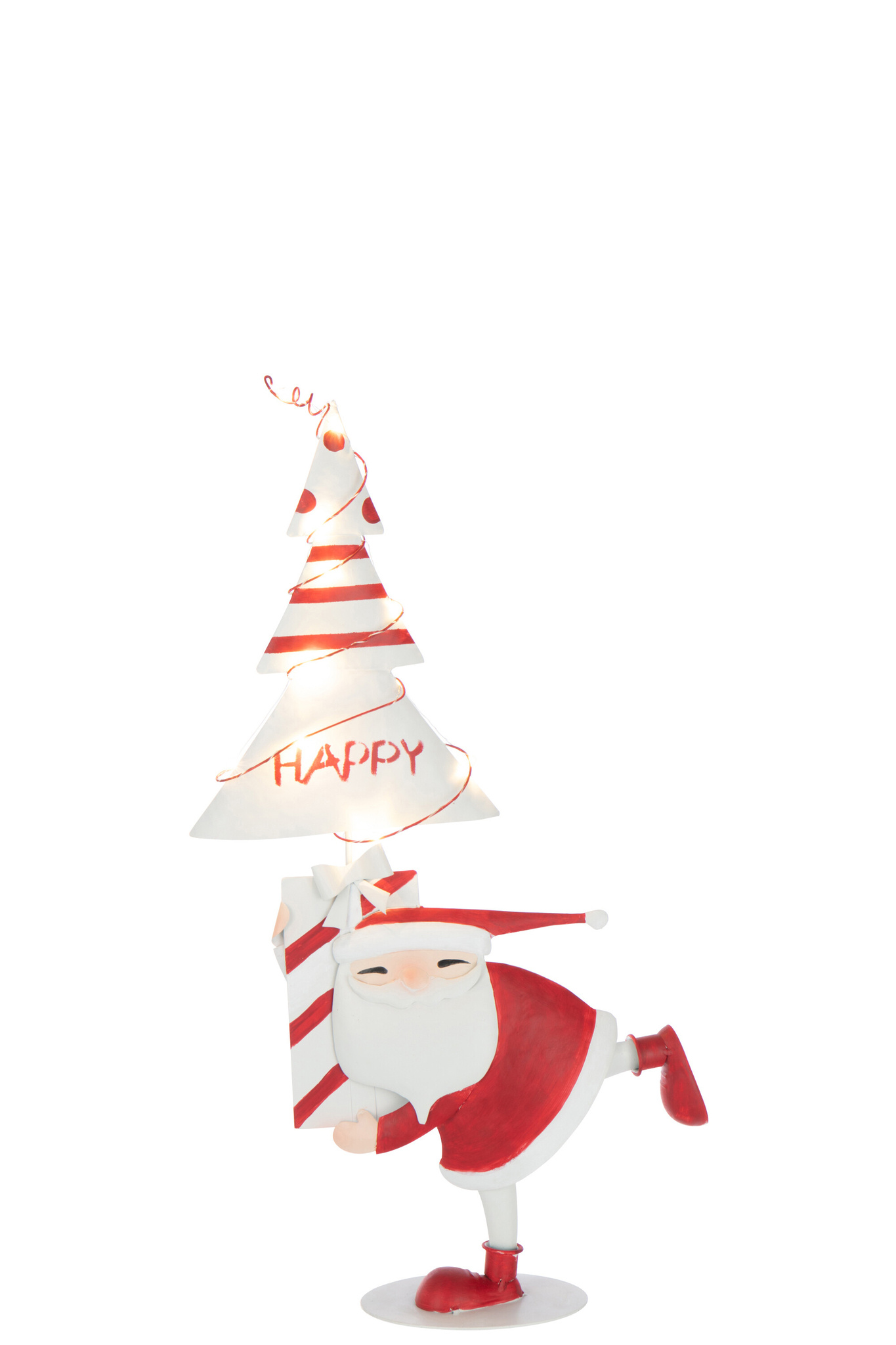 J-LINE KERSTMAN LED BOOM IJZER KERST ROOD/WIT KLEIN