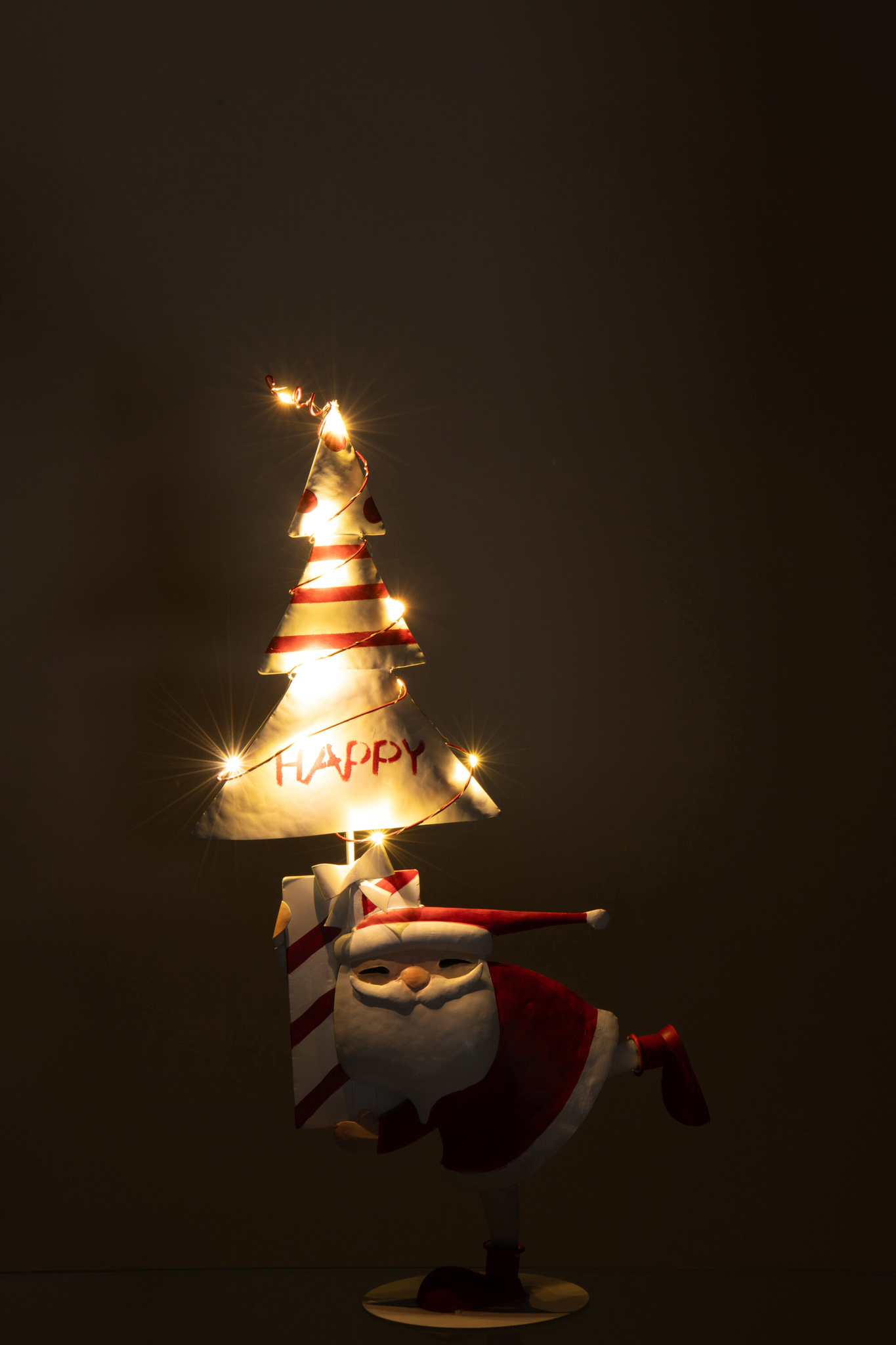 J-LINE KERSTMAN LED BOOM IJZER KERST ROOD/WIT KLEIN