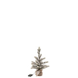 J-LINE KERSTBOOM SNEEUW + LED + BATTERIJ IN POT JUTE PLASTIC GROEN KLEIN