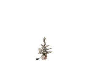 J-LINE KERSTBOOM SNEEUW + LED + BATTERIJ IN POT JUTE PLASTIC GROEN KLEIN
