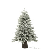 J-LINE KERSTBOOM 600 LED HOUTEN VOET BESNEEUWD KUNSTMATIG DONKERGROEN