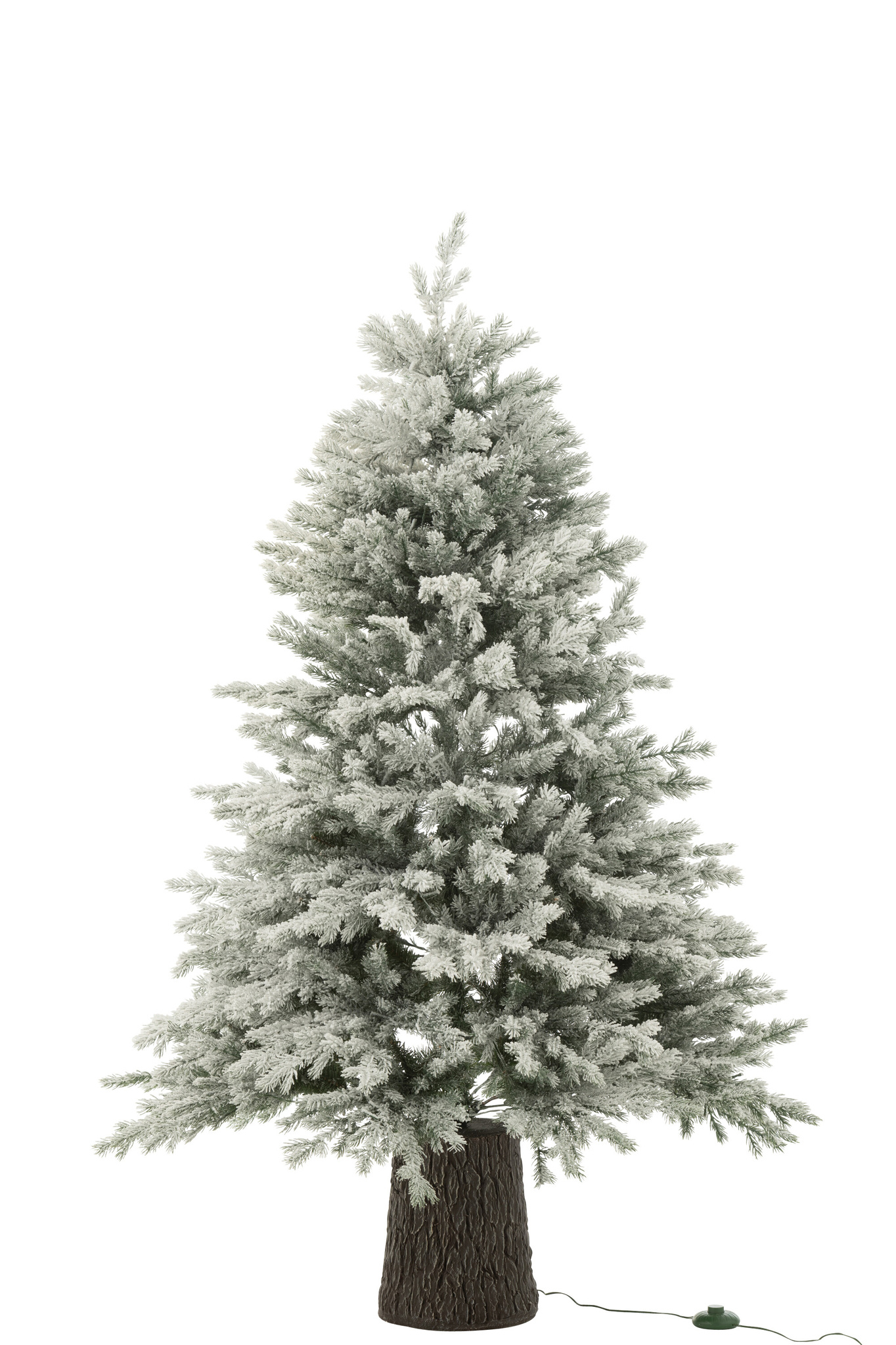 J-LINE KERSTBOOM 600 LED HOUTEN VOET BESNEEUWD KUNSTMATIG DONKERGROEN