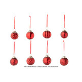 J-LINE DOOS VAN 40 KERSTBALLEN 8 PATRONEN GLAZEN KERST ROOD