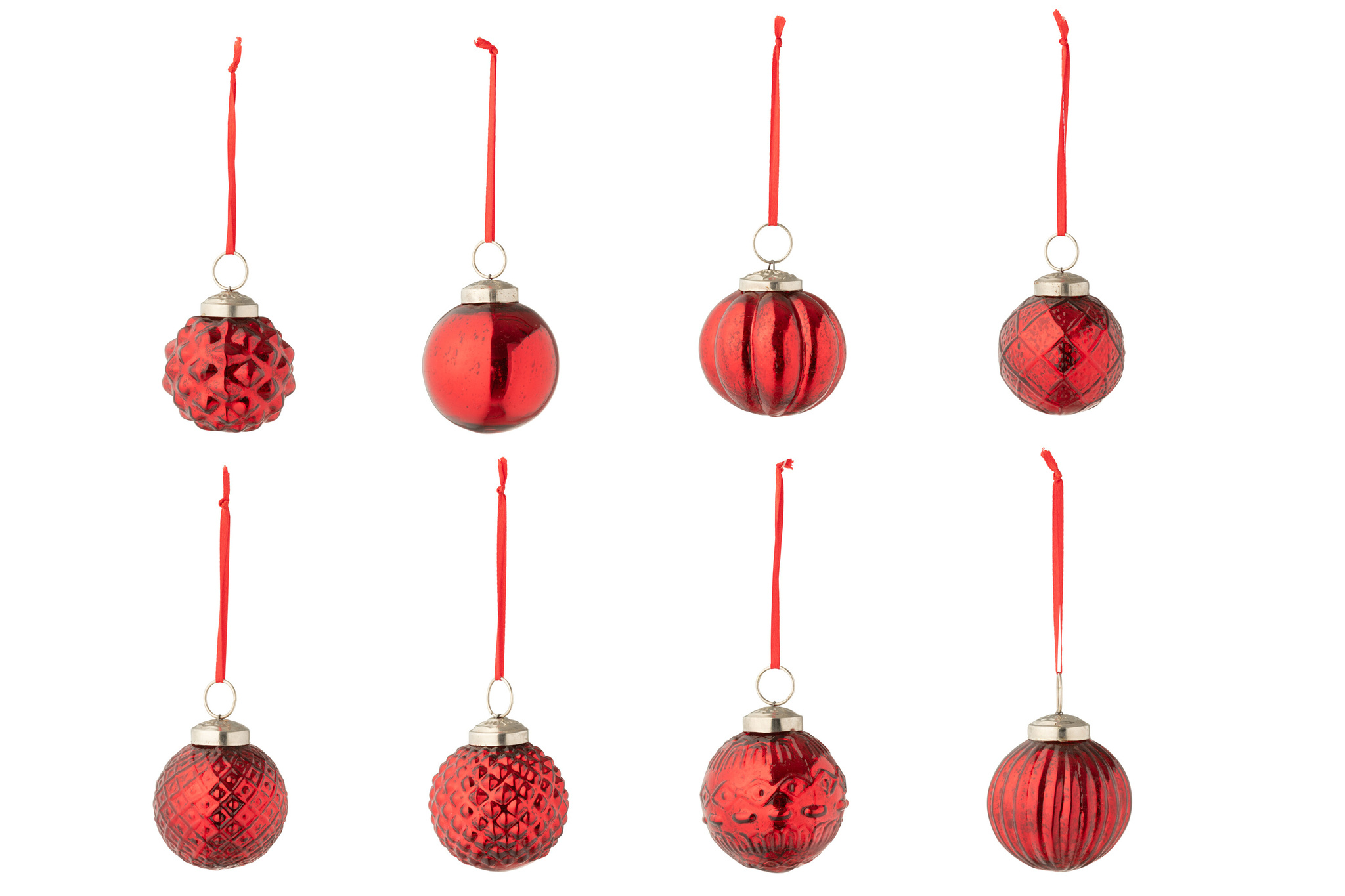 J-LINE DOOS VAN 40 KERSTBALLEN 8 PATRONEN GLAZEN KERST ROOD