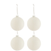 J-LINE DOOS VAN 4 KERSTBALLEN BESNEEUWD GLAS WIT GROOT
