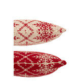 J-LINE KUSSEN SNEEUWVLOKKEN KATOEN KERST ROOD/WIT (ASSORTIMENT VAN 2)